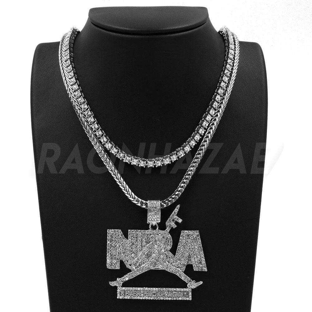 Youngboy Never Broke Again Bling Silver Pendant Necklace worn by