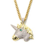 Hiphop Unicorn Brass Pendant W/ 5mm 18-30 inches Cuban Chain - Raonhazae