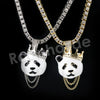 Micro Pave Iconic Cute Panda Pendant w/ 18" Tennis / 30" Cuban Chain - Raonhazae