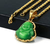 Stainless Steel Chubby Buddha Pendant (Green Jade) - Raonhazae