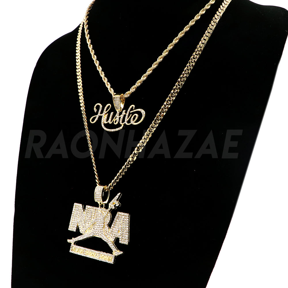 NBA Youngboy 18k Gold/white Gold CZ Diamond Hiphop Iced Pendant/chain 
