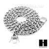 Stainless Steel White Gold Heavy 7mm Miami Cuban Link Chain Necklace Bracelet 2 - Raonhazae