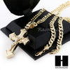 HIP HOP JESUS CROSS PENDANT & DIAMOND CUT CUBAN LINK CHAIN NECKLACE N41 - Raonhazae