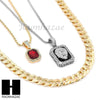 RUBY SILVER LION DIAMOND CUT 30" CUBAN LINK BOX ROPE NECKLACE SC048G - Raonhazae