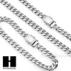 Stainless Steel White Gold Heavy 7mm Miami Cuban Link Chain Necklace Bracelet 2 - Raonhazae