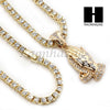 HIP HOP PRAYING HANDS TENNIS CHAIN DIAMOND CUT 30" CUBAN LINK CHAIN S55 - Raonhazae