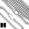 Stainless Steel White Gold Heavy 7mm Miami Cuban Link Chain Necklace Bracelet 2 - Raonhazae