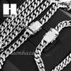 Stainless Steel White Gold Heavy 7mm Miami Cuban Link Chain Necklace Bracelet 2 - Raonhazae