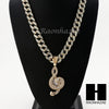 Men Treble G Clef Music Note Charm Pendant 30" Cuban Link Chain NN034G - Raonhazae