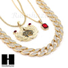 RUBY NEKHBET EYE OF HORUS PENDANT CUBAN LINK ROPE CUBAN NECKLACE SET 18 - Raonhazae